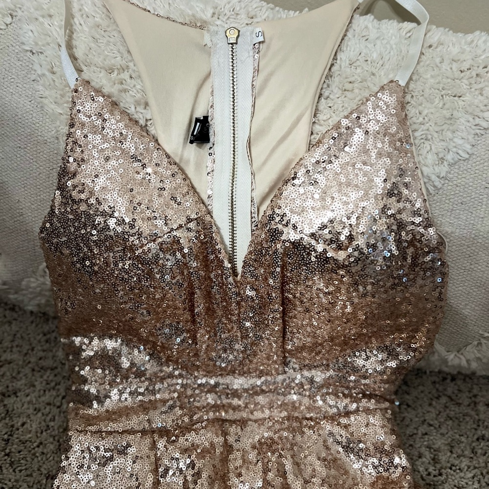 Rose Gold Sequin Party Dress - Picture 4 of 9